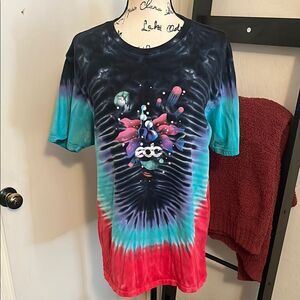 EDC Music Festival Colorful Tie-Dye Graphic T-Shirt Bohemian Festival Concert